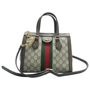 Authentic Gucci Ophidia GG Small Tote Bag Web Stripe Crossbody Canvas Leather